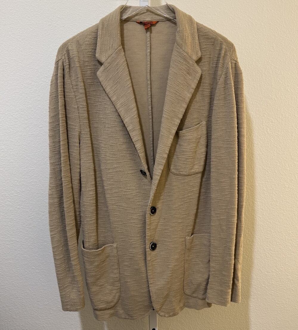 Barena Venezia Blazer Mens 52 / 42 US Slim Beige Textured Cotton 3-Button Italy